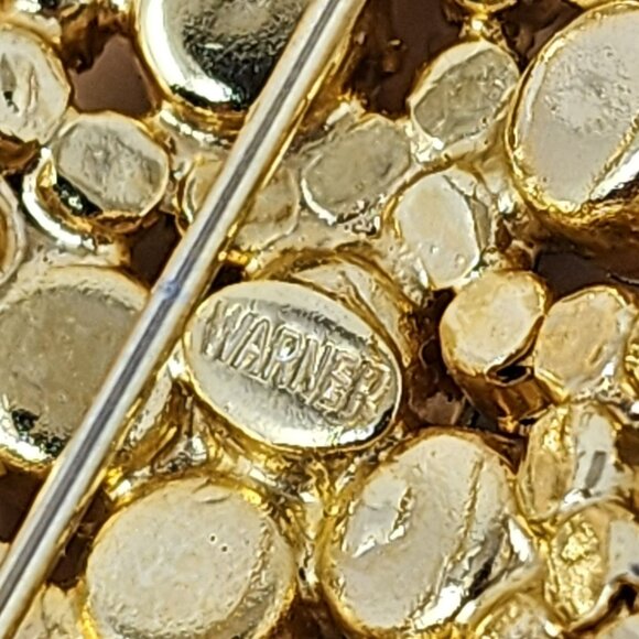 Vintage Warner Christmas Tree Rhinestone Brooch & Clip Earrings Set - Picture 3 of 8